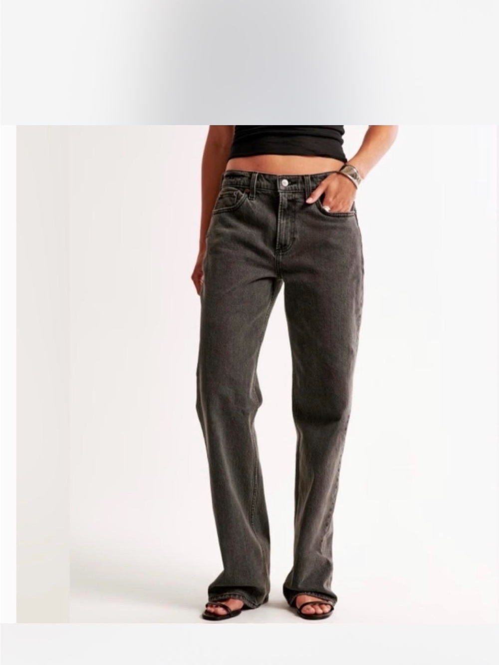 Abercrombie & Fitch The Baggy Low Rise
In Washed Charcoal size 24